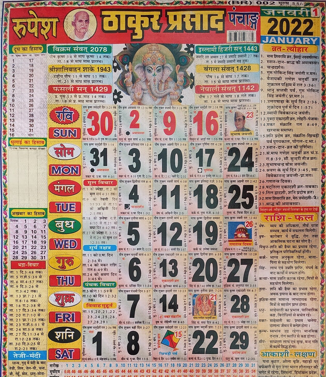 Thakur Prasad Calendar 2022 विस्तार से ठाकुर प्रसाद कैलेंडर 2022